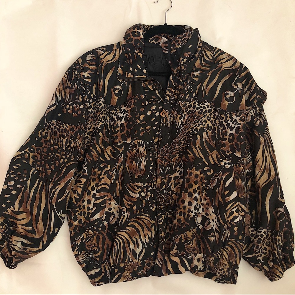 Vintage silk leopard print bomber